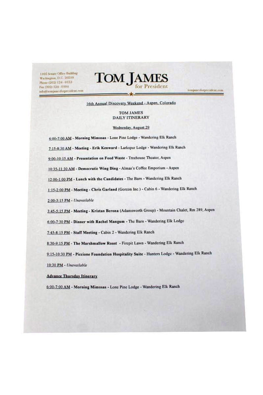 VEEP: Tom's Discovery Weekend Schedule