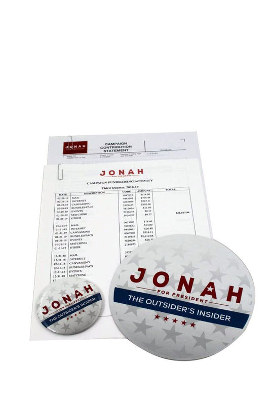 VEEP: Jonah Campaign Fundraising Paperwork & Buttons