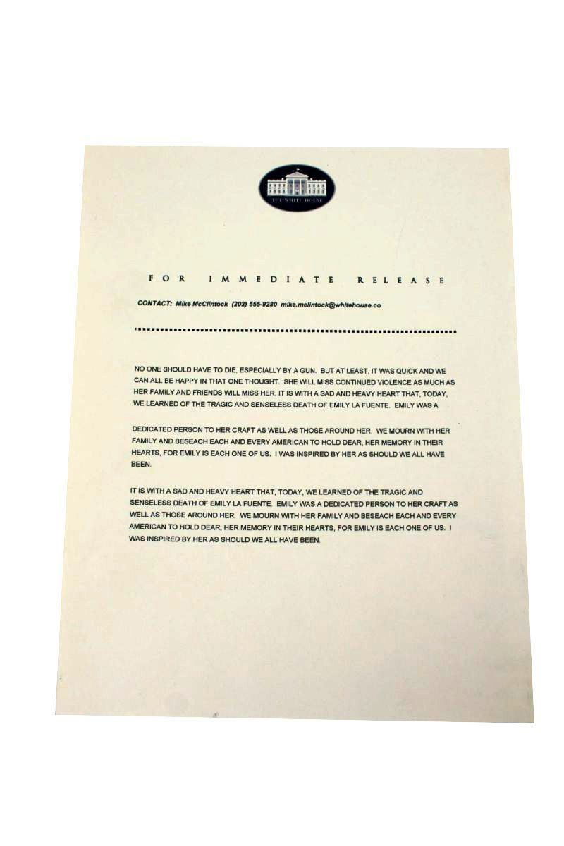VEEP: Mike's Press Release Regarding Emily LaFuente