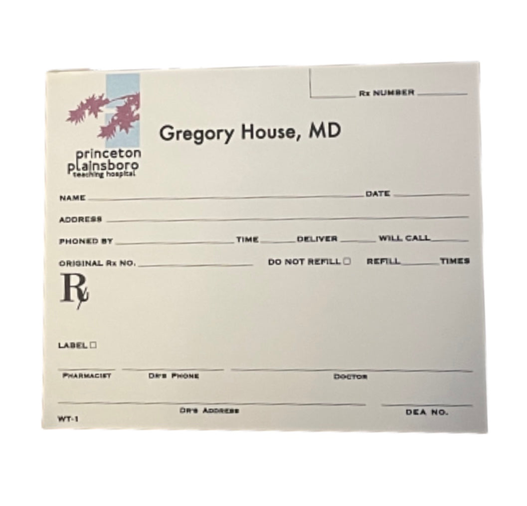 HOUSE: Dr Greggory House' Blank Prescription Slips (3)