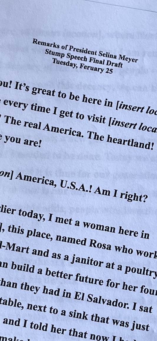 VEEP: Selina Meyer’s Stump Speech