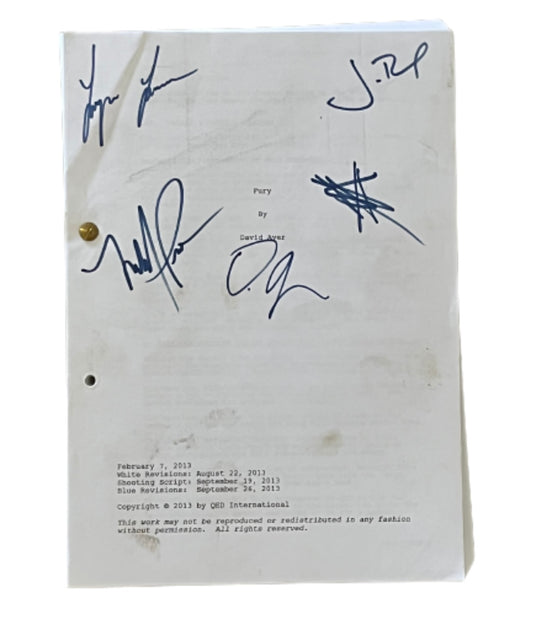 HOLLYWOOD PICTURES™: FURY MOVIE Signed Script Brad Pitt, Shia LaBeouf, Logan Lermanm , Michael Pena & Director David Ayers