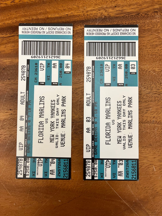 BALLERS: Spencer’s HERO Yankees Marlins Tickets