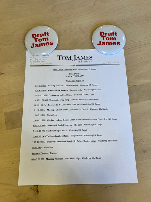 VEEP: Tom James’ Discovery Week Agenda and Pins