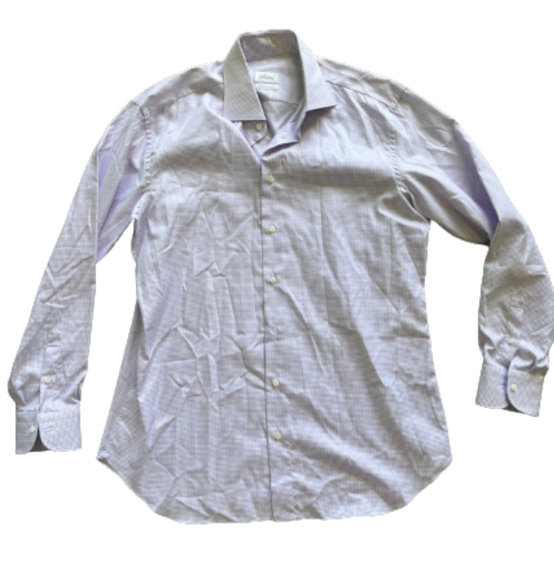 BALLERS: Joe's BRIONI Purple And White Plaid Button up Long Sleeve Shirt (16.5/41)