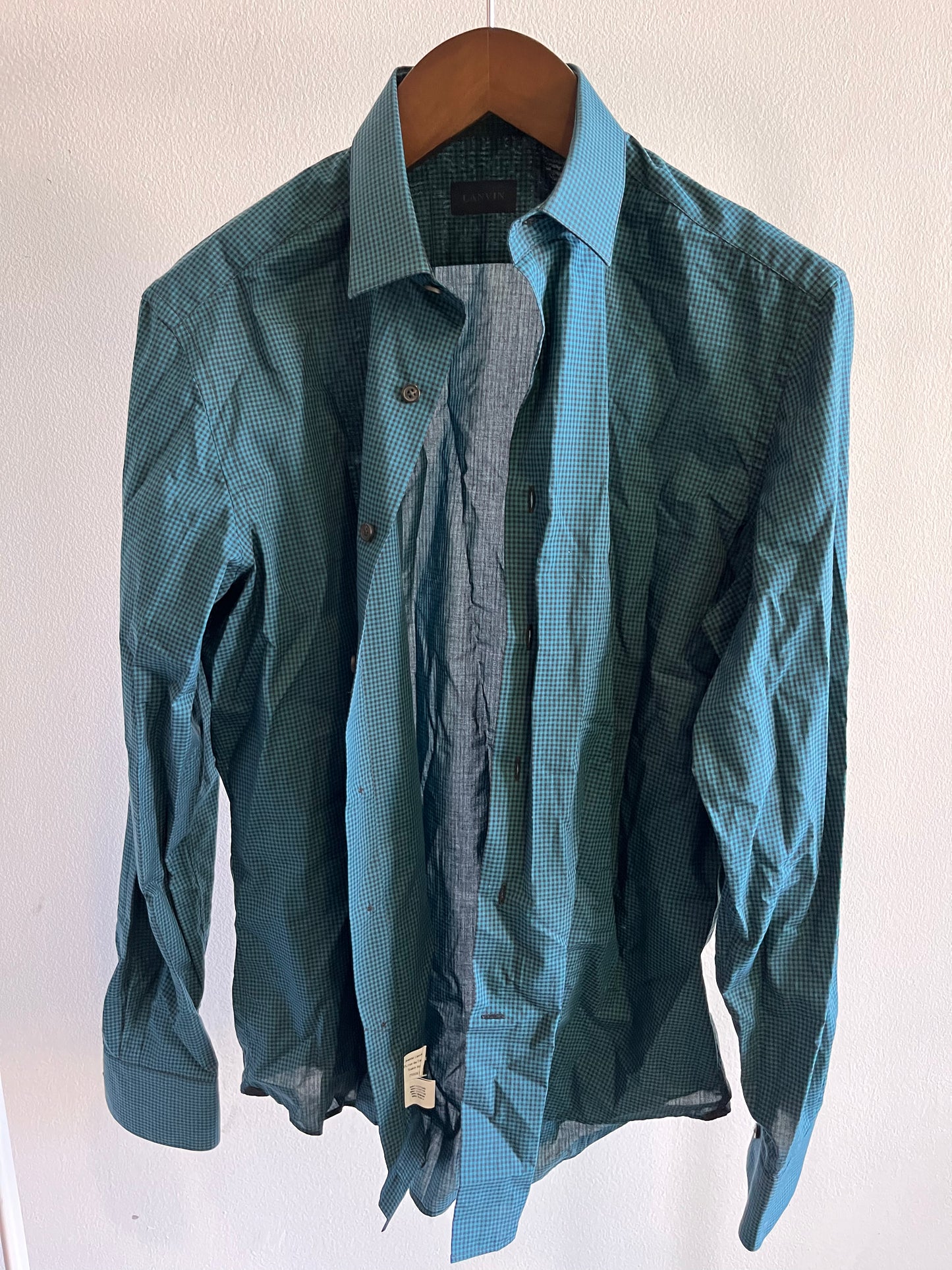 NEW GIRL: Schmidt LANVIN Green Plaid Long Sleeve Shirt