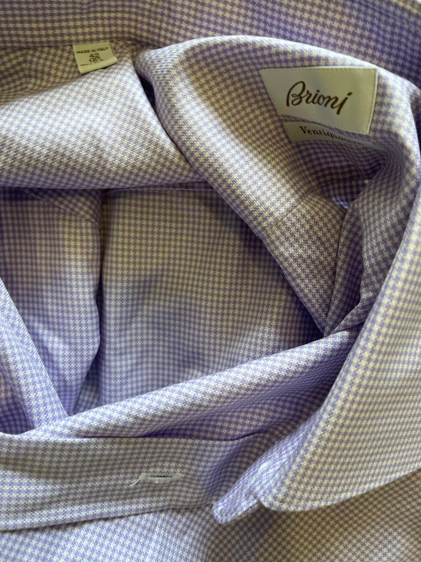 BALLERS: Joe's BRIONI Purple And White Plaid Button up Long Sleeve Shirt (16.5/41)