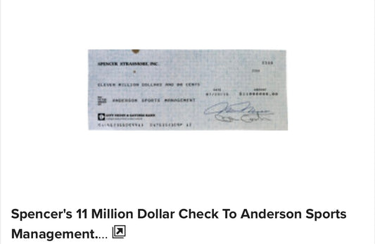 BALLERS: Spencer's HERO $11MM Cashiers Check Signed from Episode 210 Sc 6