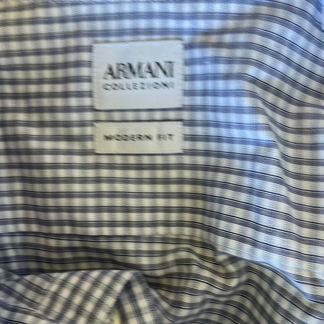 VEEP: Richard's ARMANI Grey and White Plaid Button Down (17.5)