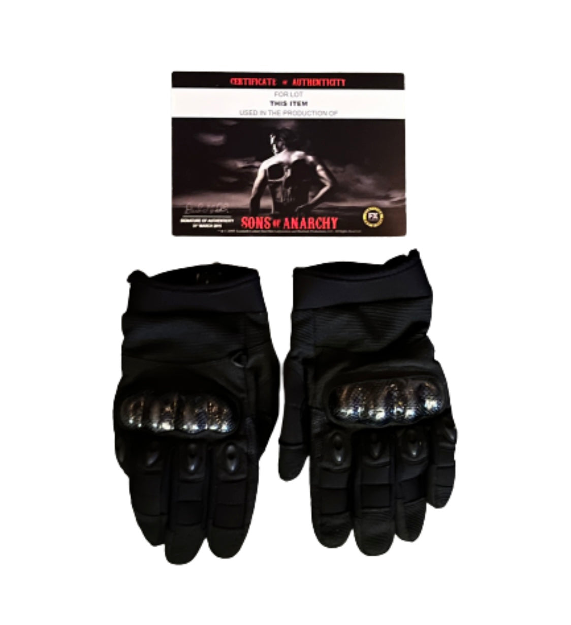 SONS OF ANARCHY: Jackson Teller's Black Leather Motorcycle Stunt Gloves