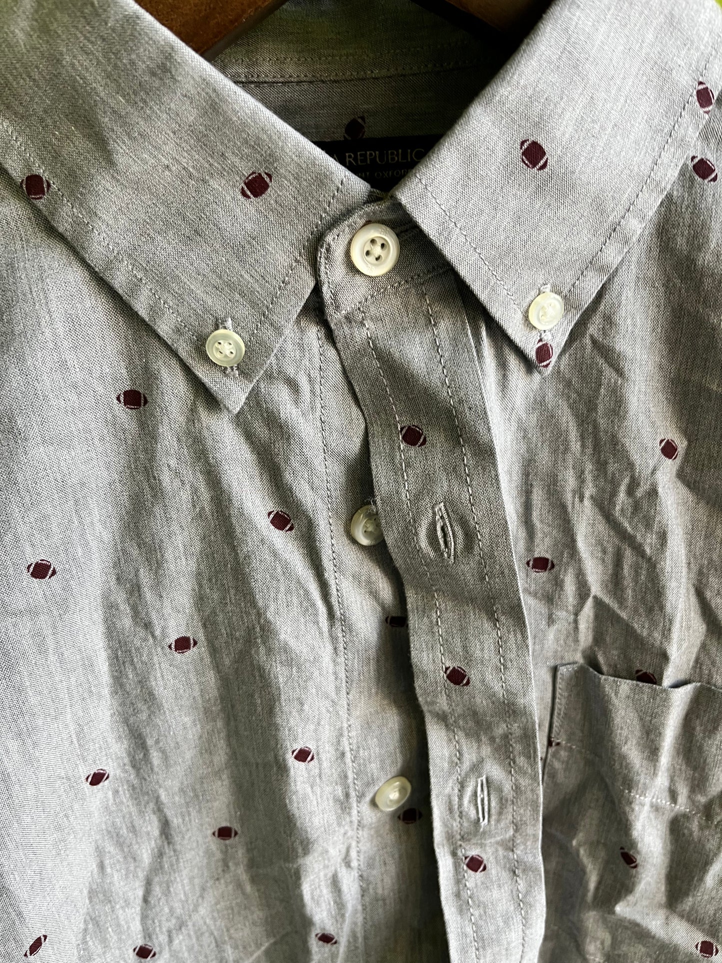 NEW GIRL: Schmidt’s Banana Republic Football Print Shirt (M)