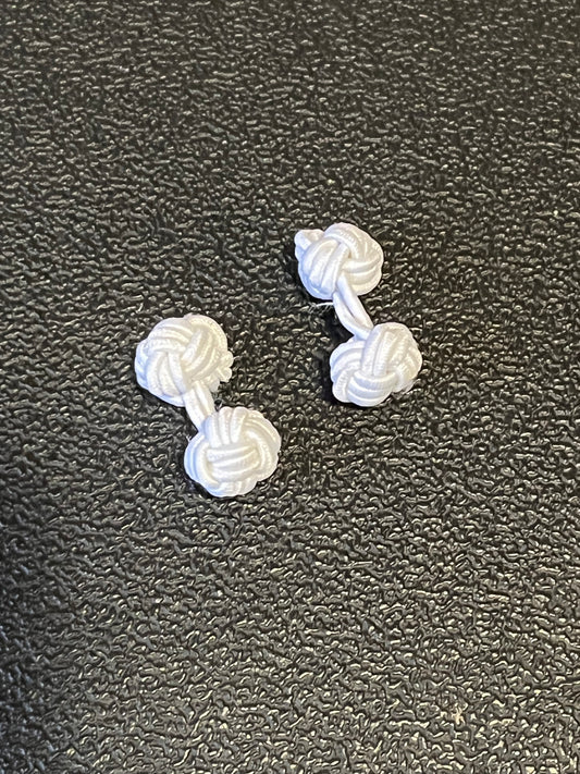 MAD MEN: Roger's 1960s Vintage White Cloth Knot Cufflinks & Business Card