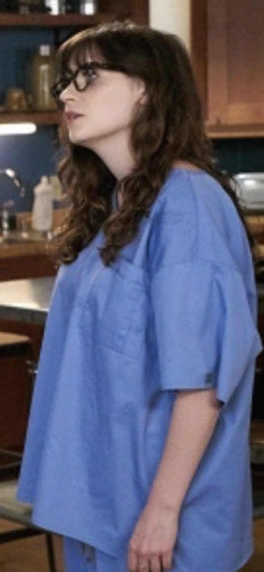 NEW GIRL: Jessica Day's Light Blue Scrub Top
