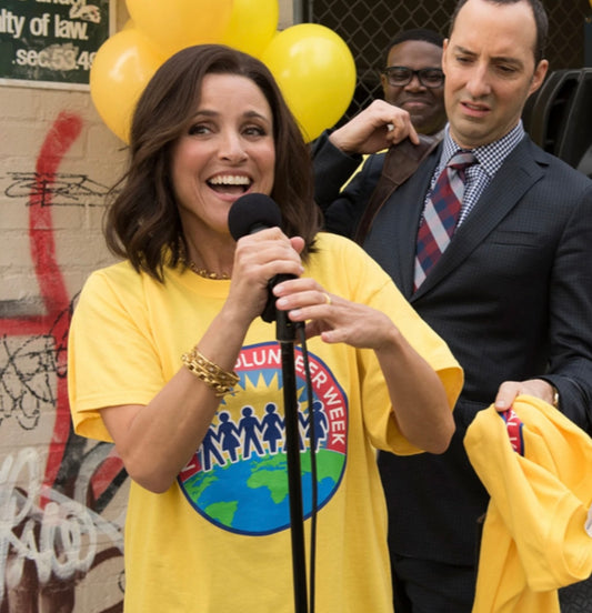 VEEP: Selina's Episode worn Volunteer Week T-Shirt and Badge