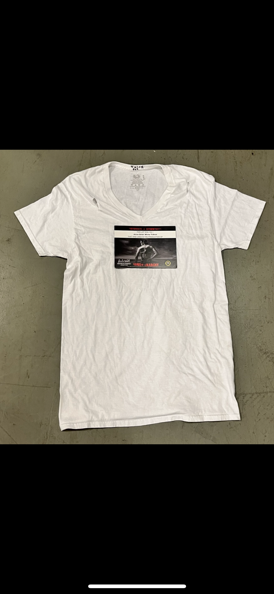 SONS OF ANARCHY: Juice’s White V-Neck T-Shirt
