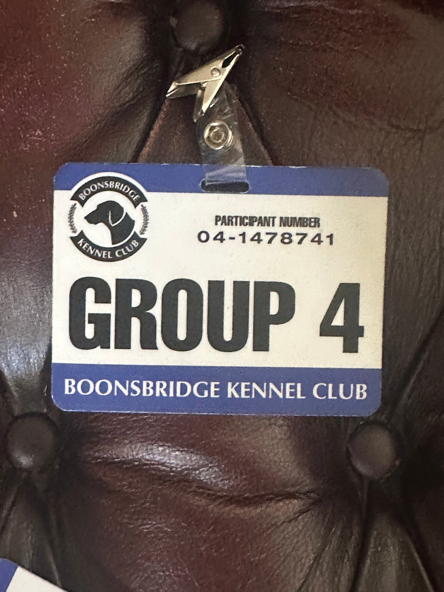 PARKS AND RECREATION: BOONSBRIDGE KENNEL CLUB GROUP HERO Participant Number Badge