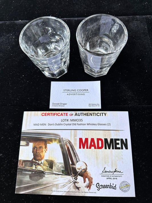 MAD MEN: Don's 2 Old Fashioned Whiskey Glasses