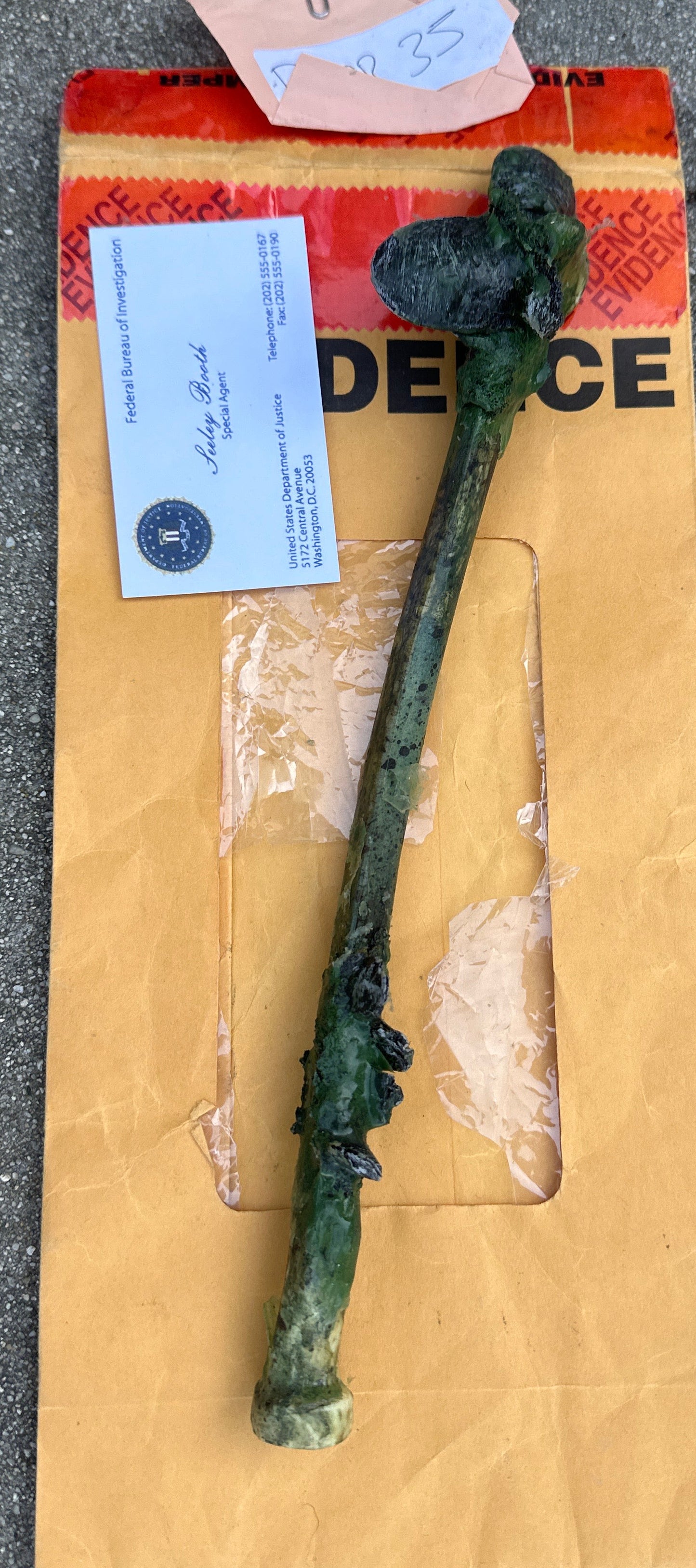 BONES: Dr Brennan's Bones Props with Evidence tag + Sweets’ business Card