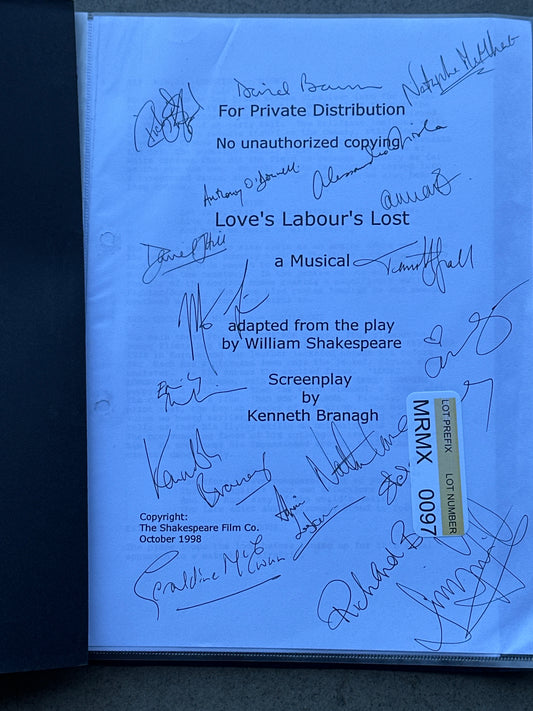 Love’s Labour’s Lost a Muscial: Director & Cast Signed Script from The MIRAMAX Archive