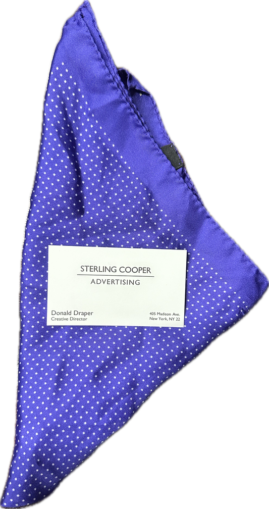 Mad Men: Don Draper's Vintage silk Pocket square and Sterling Cooper Draper Price Business Card