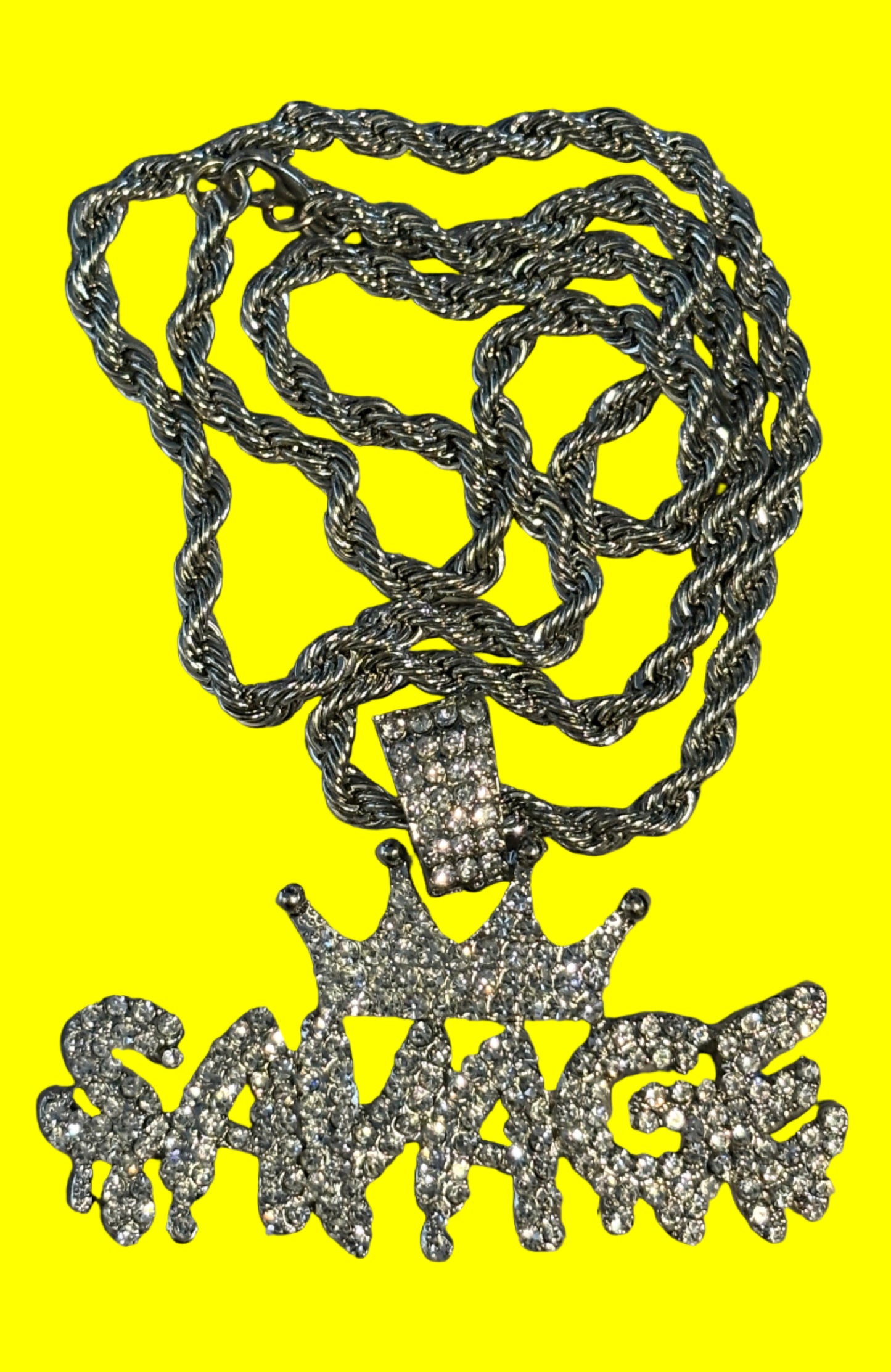 30 Rock: Tracey’s Silver Ice "SAVAGE" Charm Chain Necklace