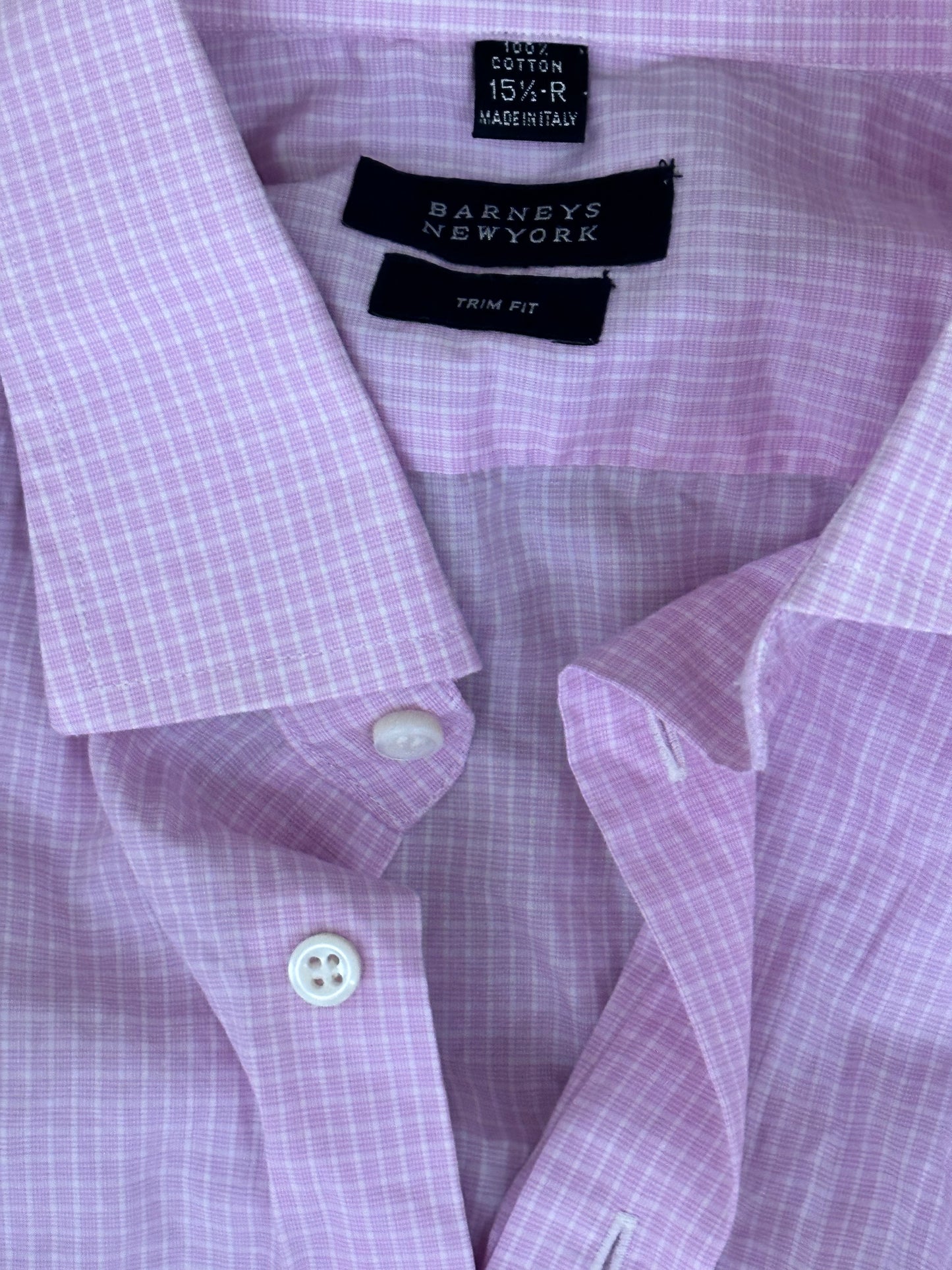 HOUSE: Dr Chase HERO Barneys NY pink plaid Button Shirt (15.5)