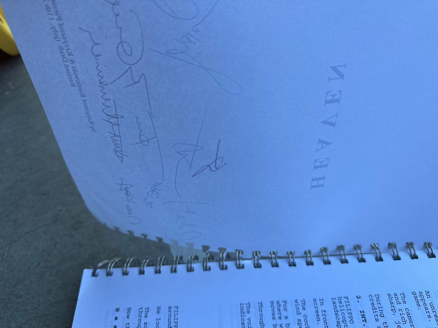 HEAVEN MOVIE: Director and Cast Signed Script from The MIRAMAX Archive