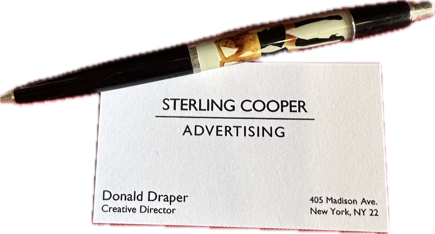 MAD MEN: Don's Business Card & vintage showgirl Pen