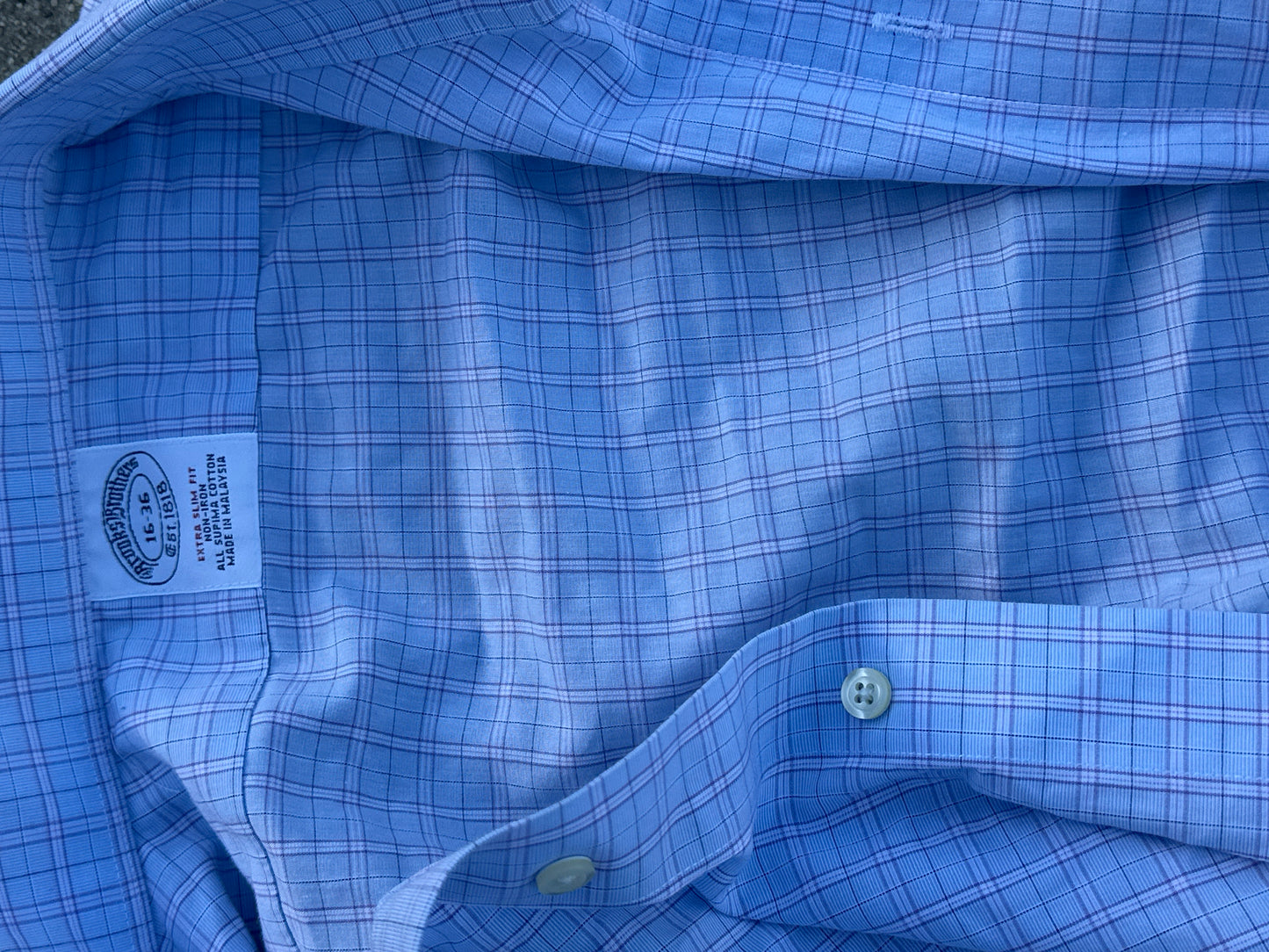 VEEP: Reed Scott “Dan Egan” HERO BROOKS BROTHERS Blue and White, Purple plaid Button Up Shirt (16/36)