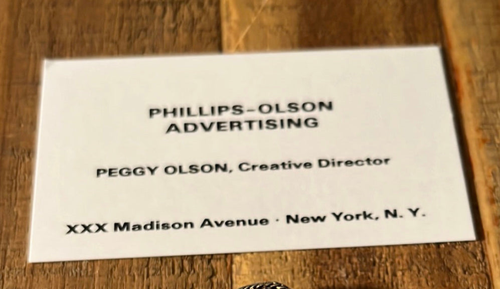 MAD MEN: Peggy Olson's 1960s Brooch Pin and Business Card