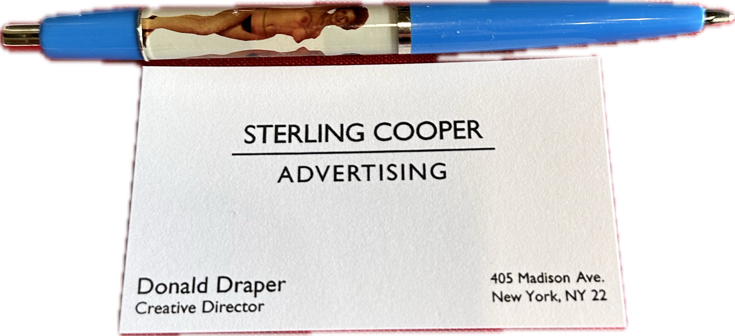 MAD MEN: Don's Business Card & vintage showgirl Pen