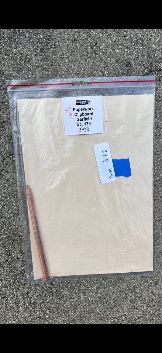 MONUMENTS MEN: Garfield’s HERO Paperwork and Pencil from Sc. 179