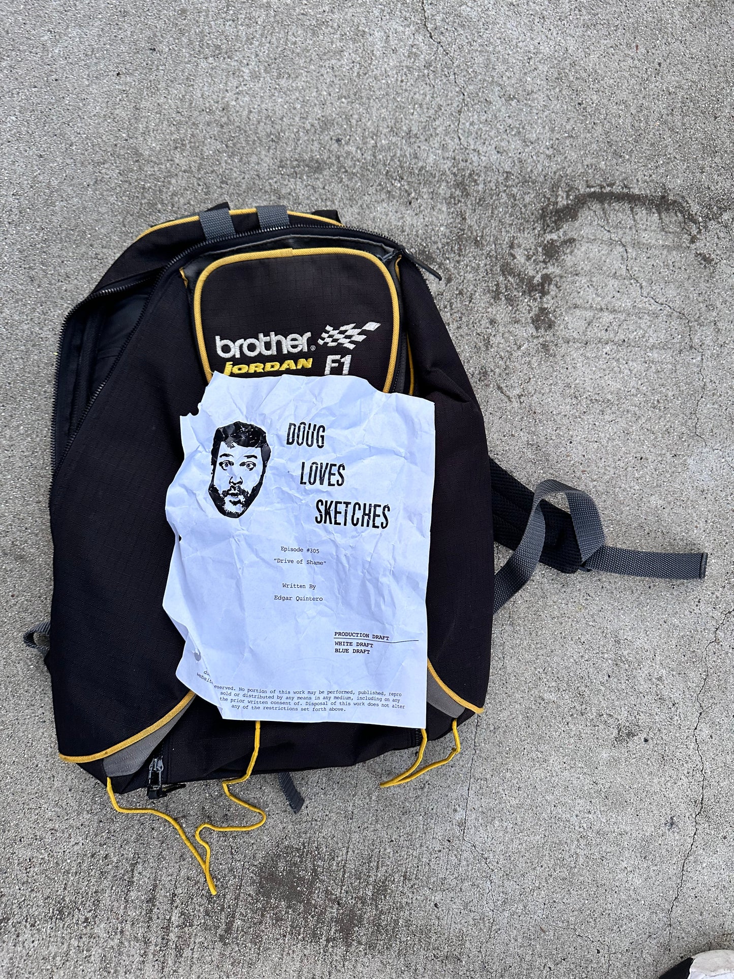 YOU'RE THE WORST: Edgar’s F1 Backpack and Script Page