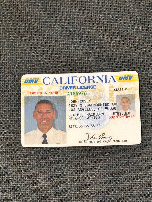 BONES: John Covey HERO CA License Prop