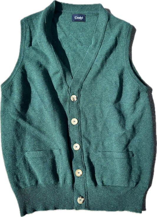 THE GENTLEMEN: Lord George's DRAKES Green Button Front Sweater (M)