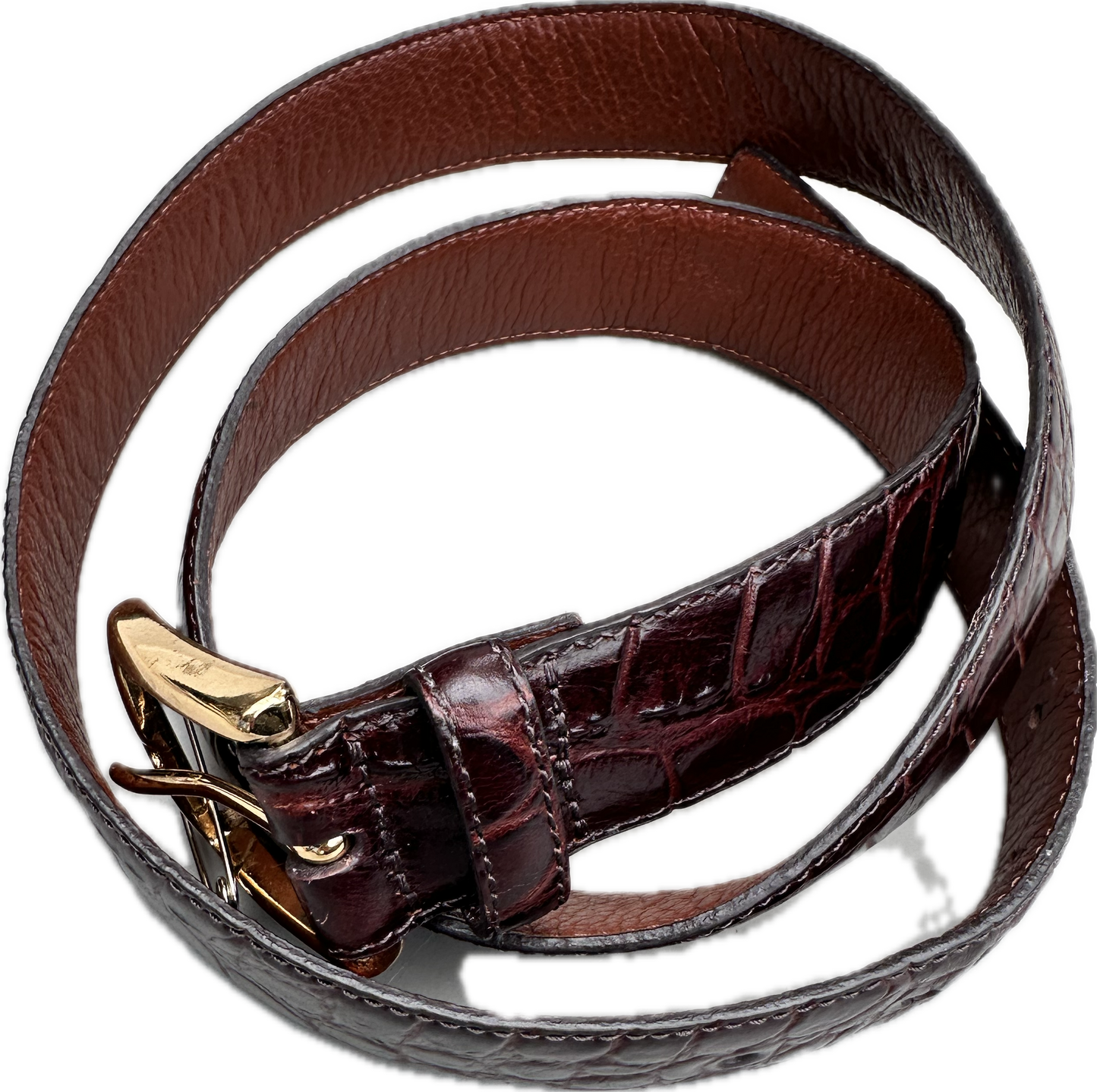 THE GENTLEMEN: Michael’s Fold Buckle Brown Leather Belt (36)
