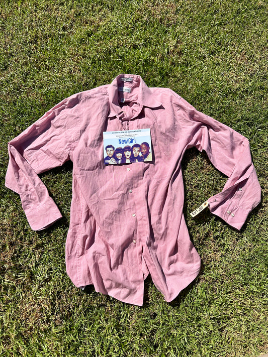 NEW GIRL: Winston Bishop's Pink Stripe Button Shirt (M)