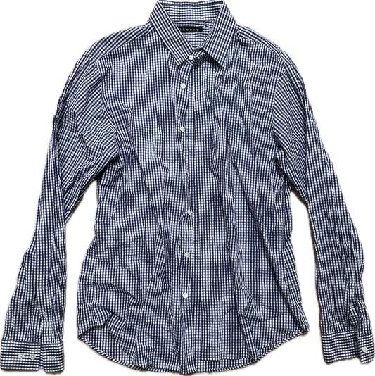 NEW GIRL: Schmidt's THEORY Blue Plaid Button  Long Sleeve Shirt (M)