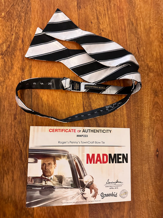 Mad Men: Roger Sterling’s self-tie 1940 Bow Necktie and Business Card