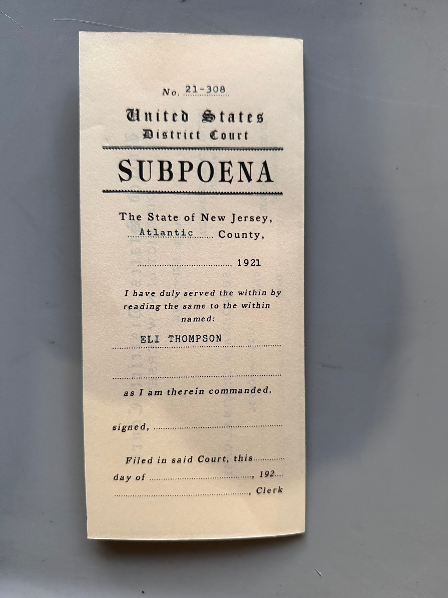 BOARDWALK EMPIRE: Key Cast and Scene HERO Set Decoration Paperwork