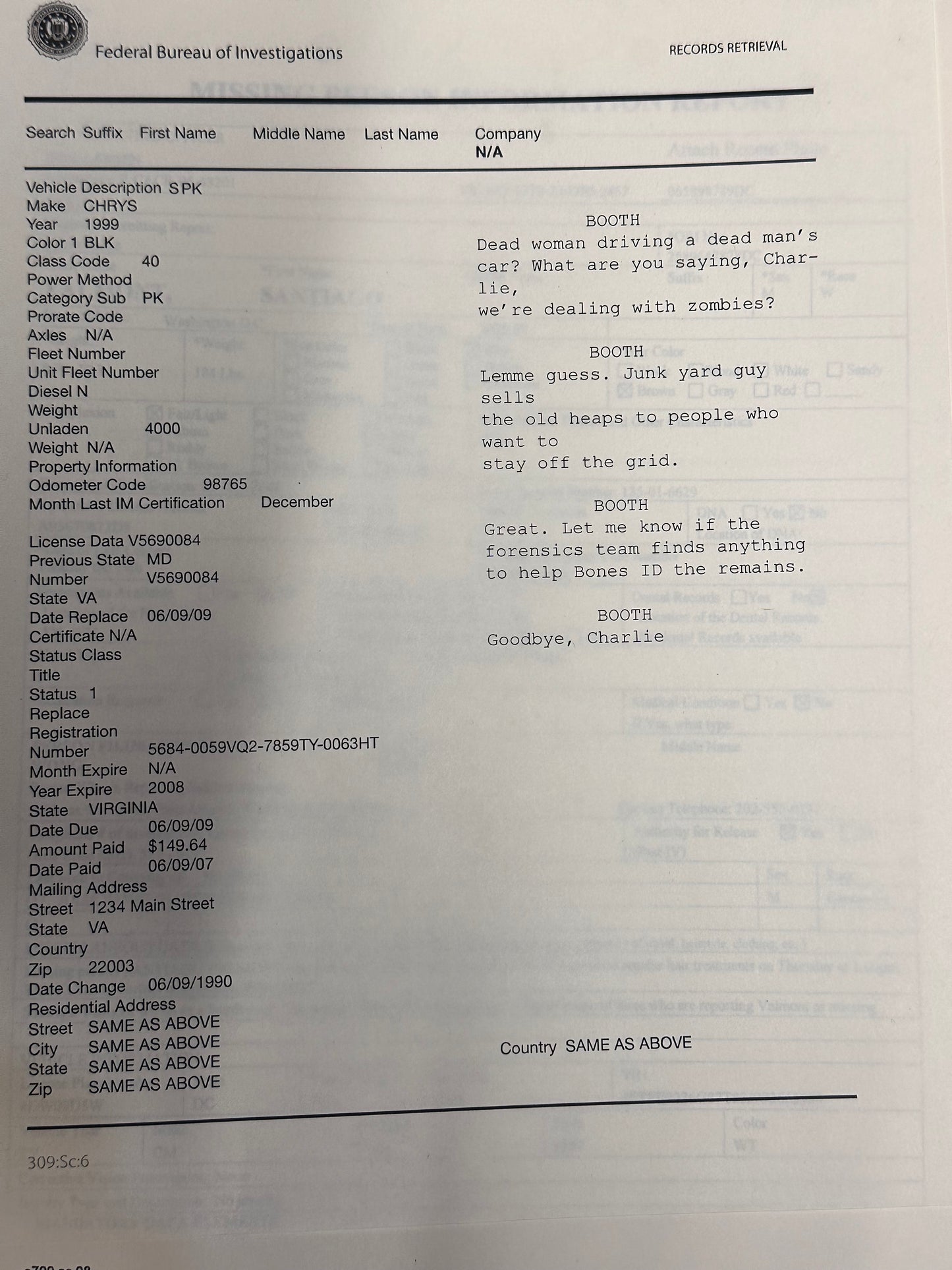 BONES: Agent Booth’s HERO Script on FBI Documets