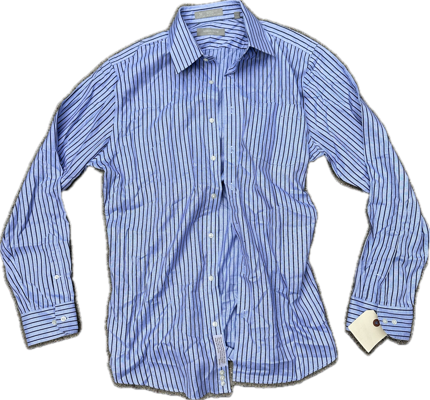 BONES: Agent Booth's Nordstrom Blue and Black Pin Stripe Long Sleeve Shirt (L)