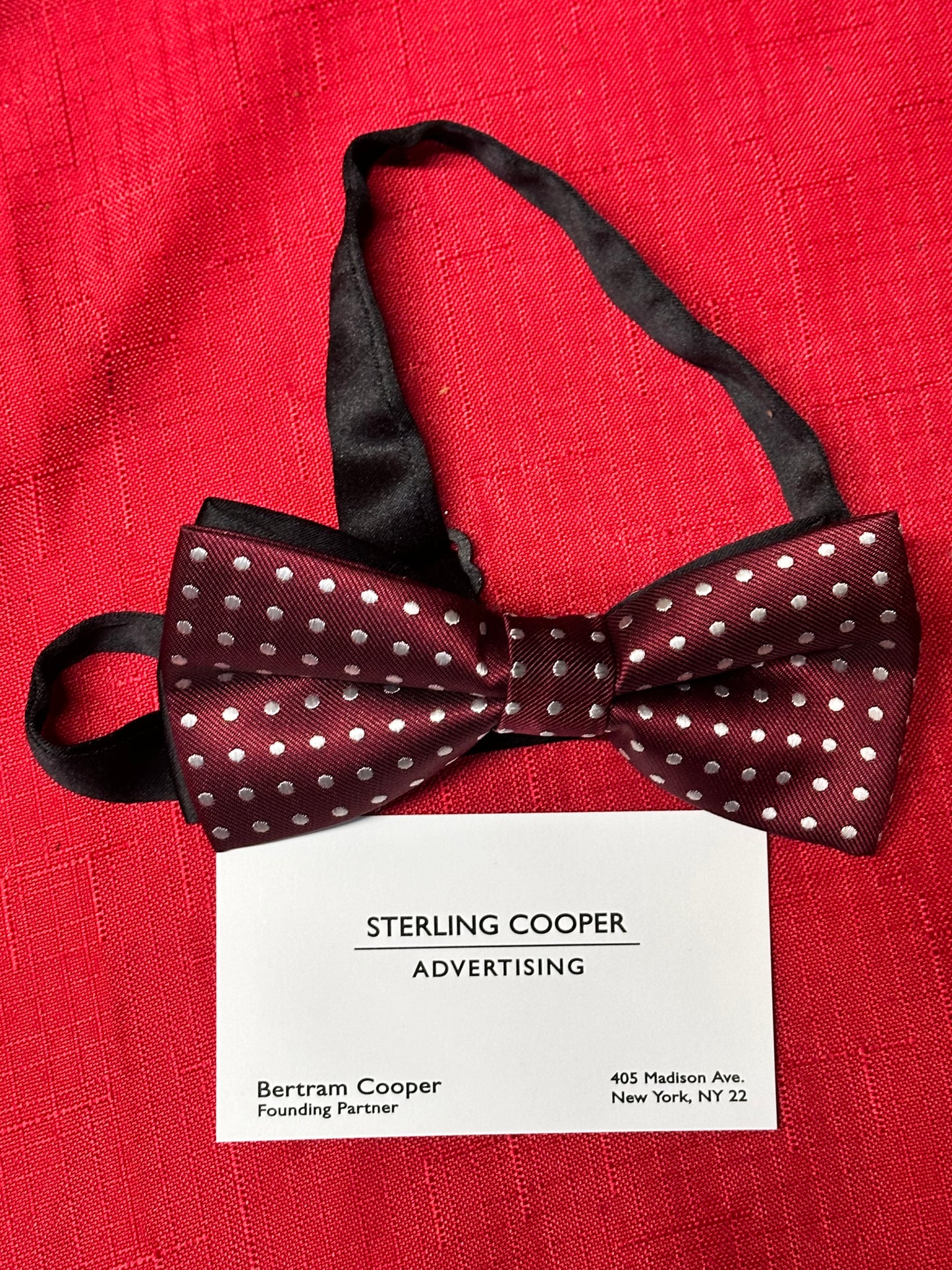 Mad Men: Bertram Cooper’s 1950’s Bow Necktie and Sterling Cooper Business Card