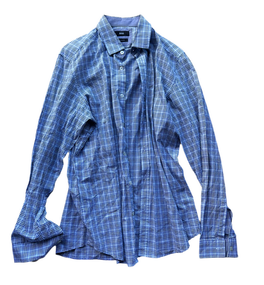 PARKS AND RECREATION: Ben Wyatt HERO BOSS Plaid Shirt (M)