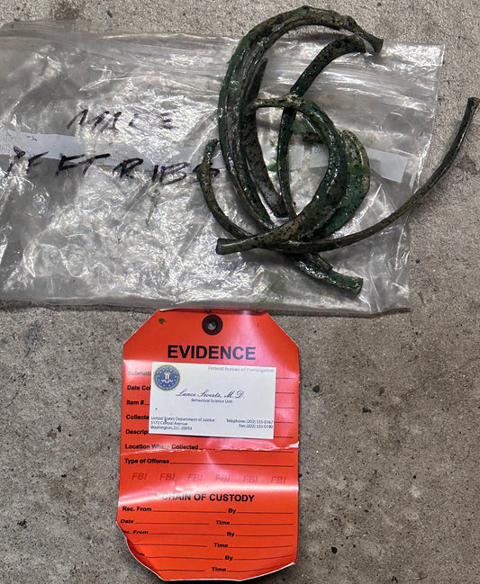 BONES: Dr Brennan's Bones Props with Evidence tag + Sweets’ business Card