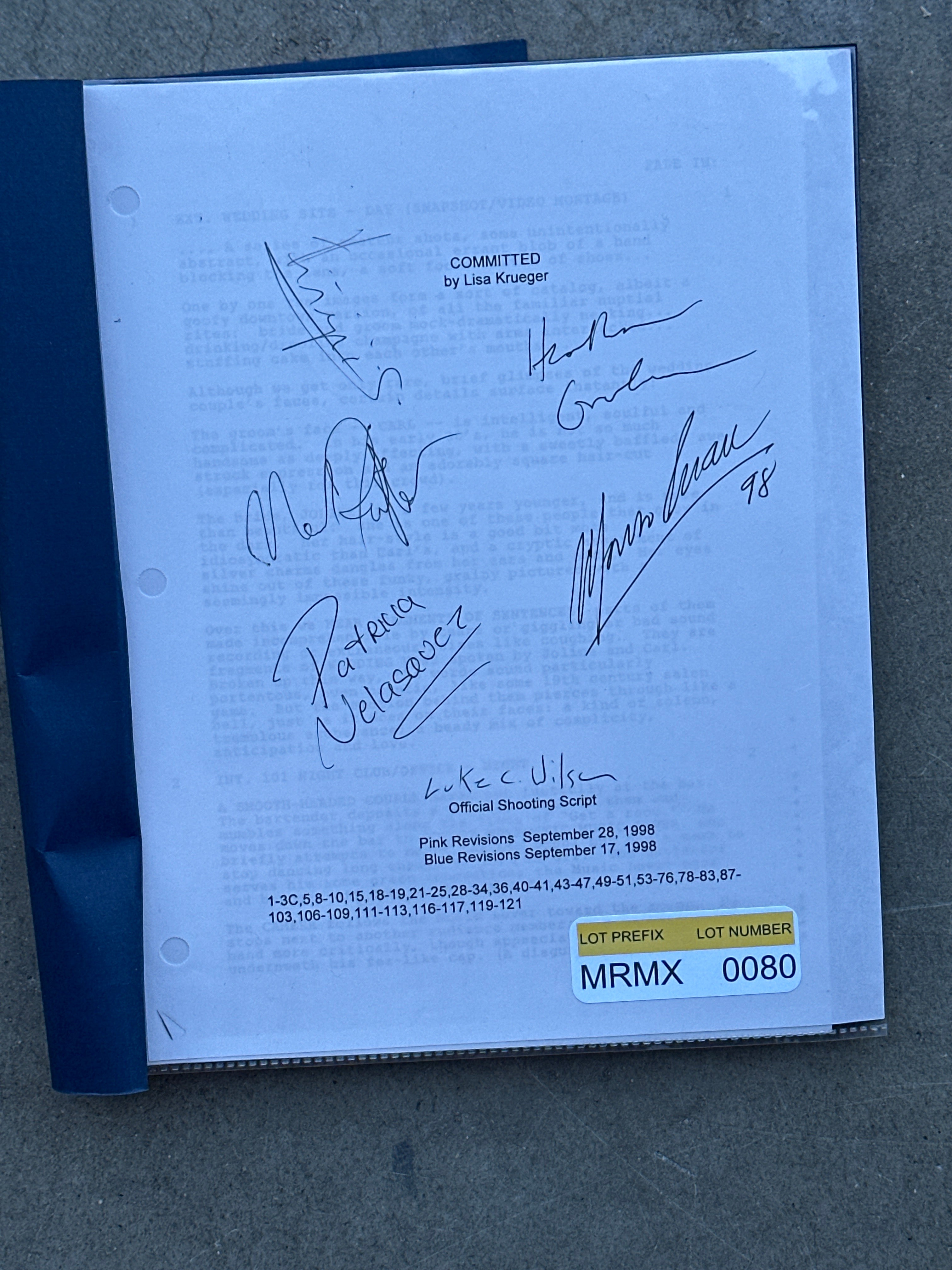 COMMITTED MOVIE: Director & Cast Signed Script from The MIRAMAX Archiv ...