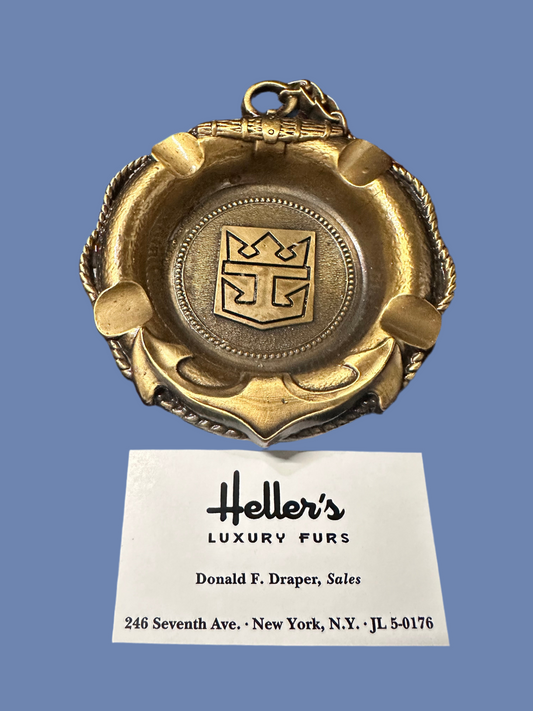 MAD MEN: Don Draper 1960s made in America Metal Anchor Imprint Ashtray & Business Card