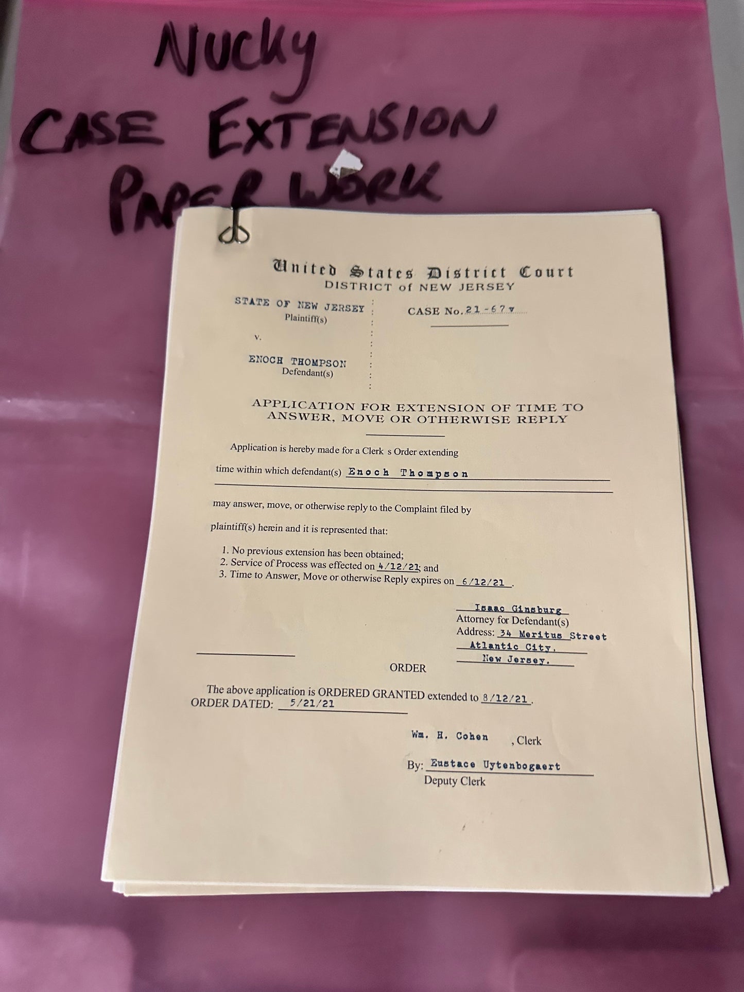Boardwalk Empire: Nucky Thompson HERO Case Extension Paperwork