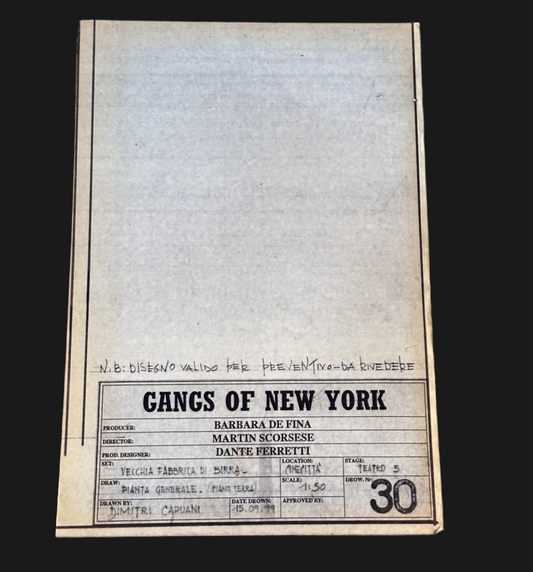 GANGS OF NEW YORK: Set Decoration Blue Print Drawing #30