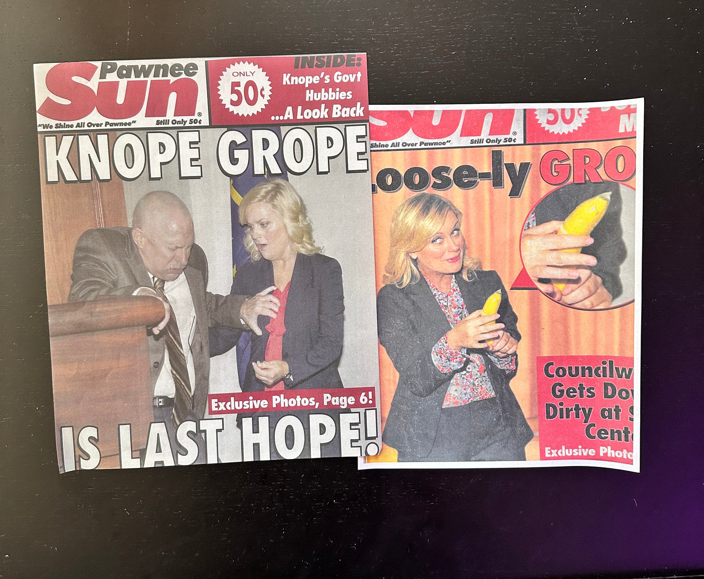 PARKS AND RECREATION: Leslie Knope Front Page Headlines Set Decoration Collectible